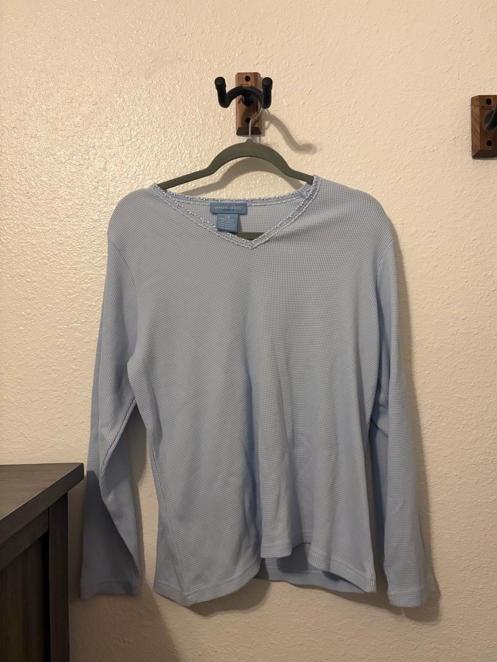 Light Blue Long Sleeve With Floral Lace Detail